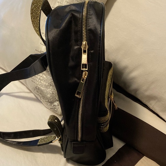 Black satin and embroidered small backpack (purse) - Picture 5 of 8